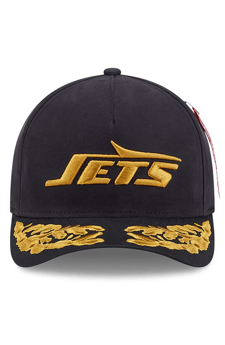 New Era x Alpha Industries Men's New Era x Alpha Industries  Black New York Jets A-Frame 9FORTY Adjustable Hat, Alternate, color, Black