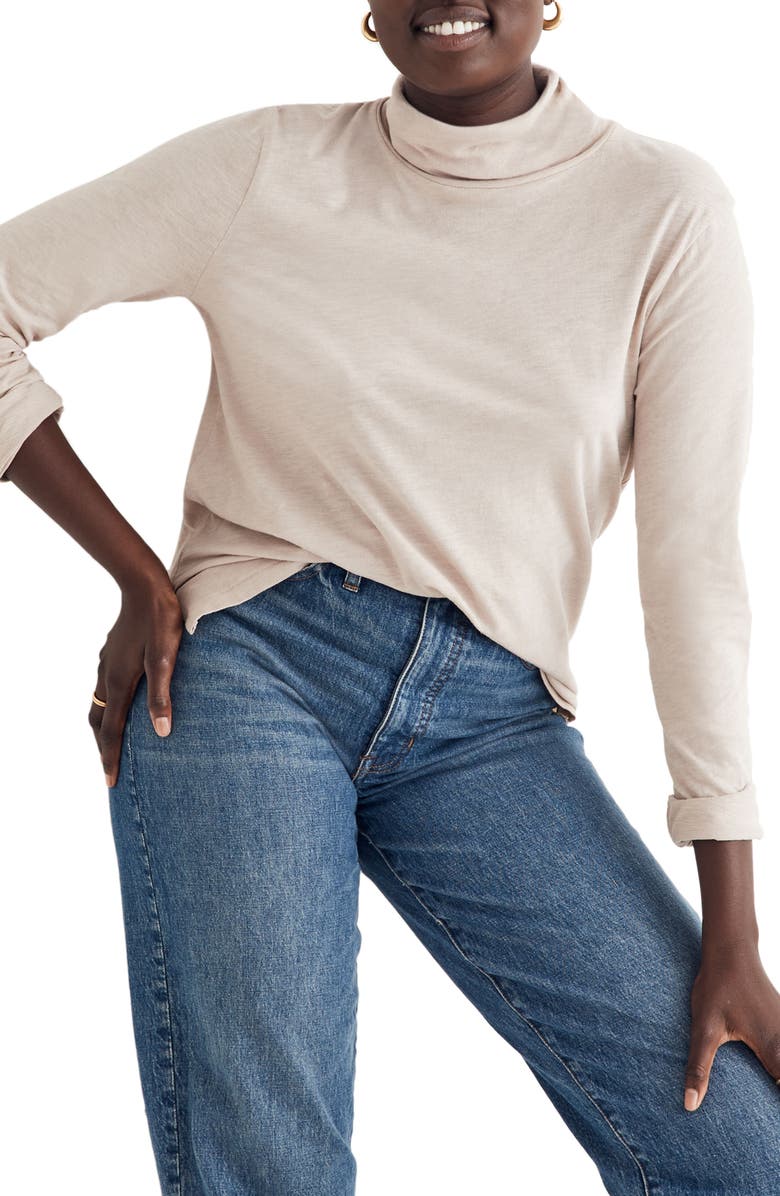 Madewell Whisper Cotton Turtleneck, Main, color, Ashen Silver
