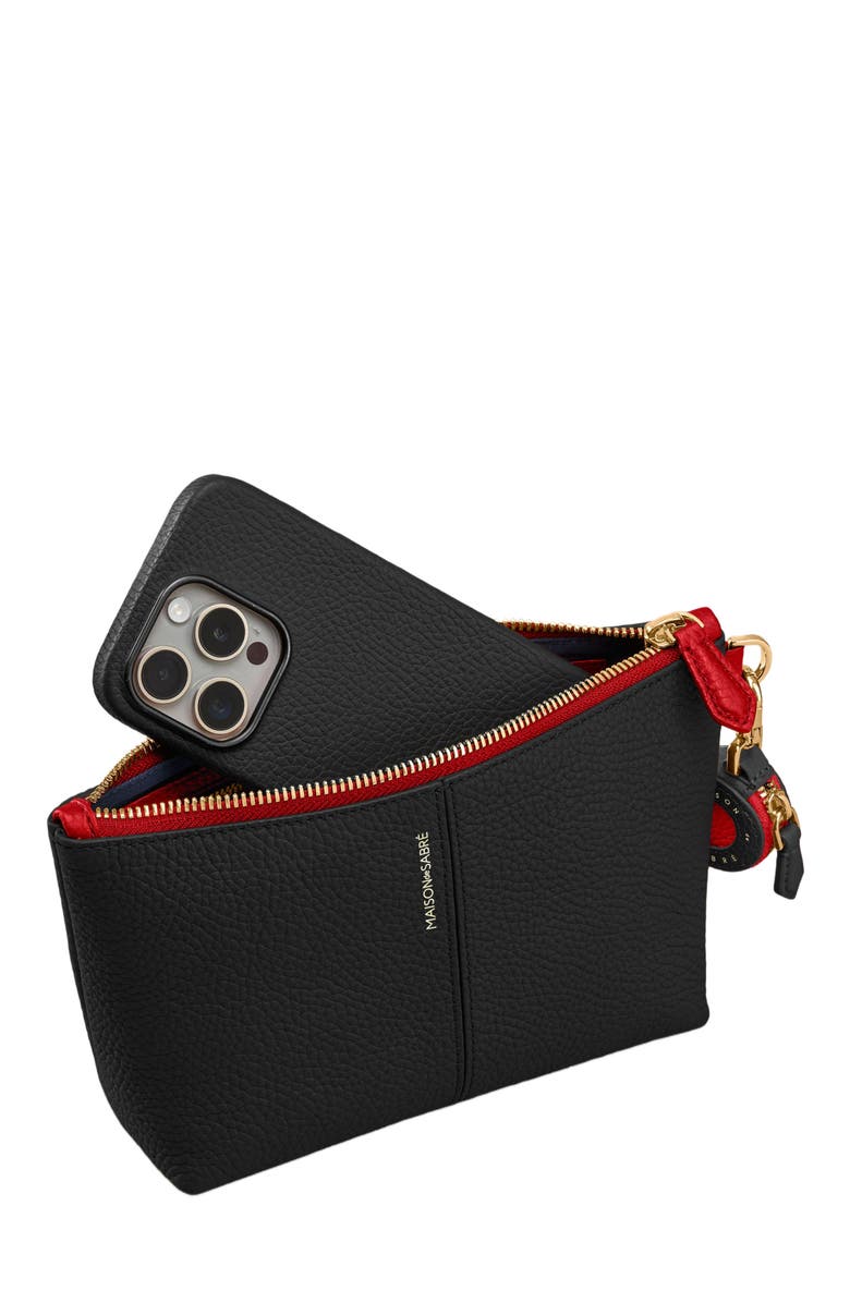 MAISON de SABRÉ Small Leather Flaire Pouch, Alternate, color, Rouge Noir