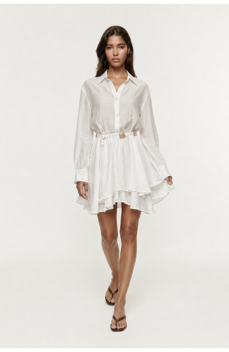 Monlicia Alora Tencel Mini Shirt Dress, Main, color, White