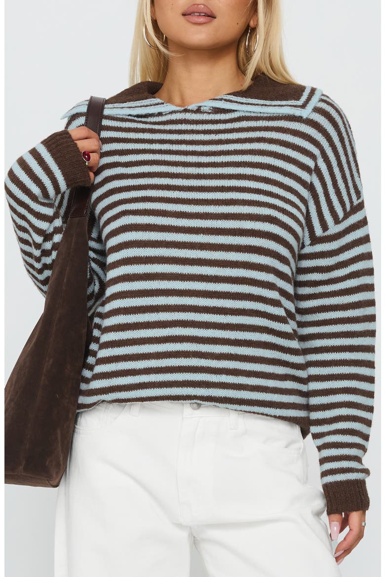 Moon Went Dark Sweater, Main, color, BLUE/ BROWN STRIPE