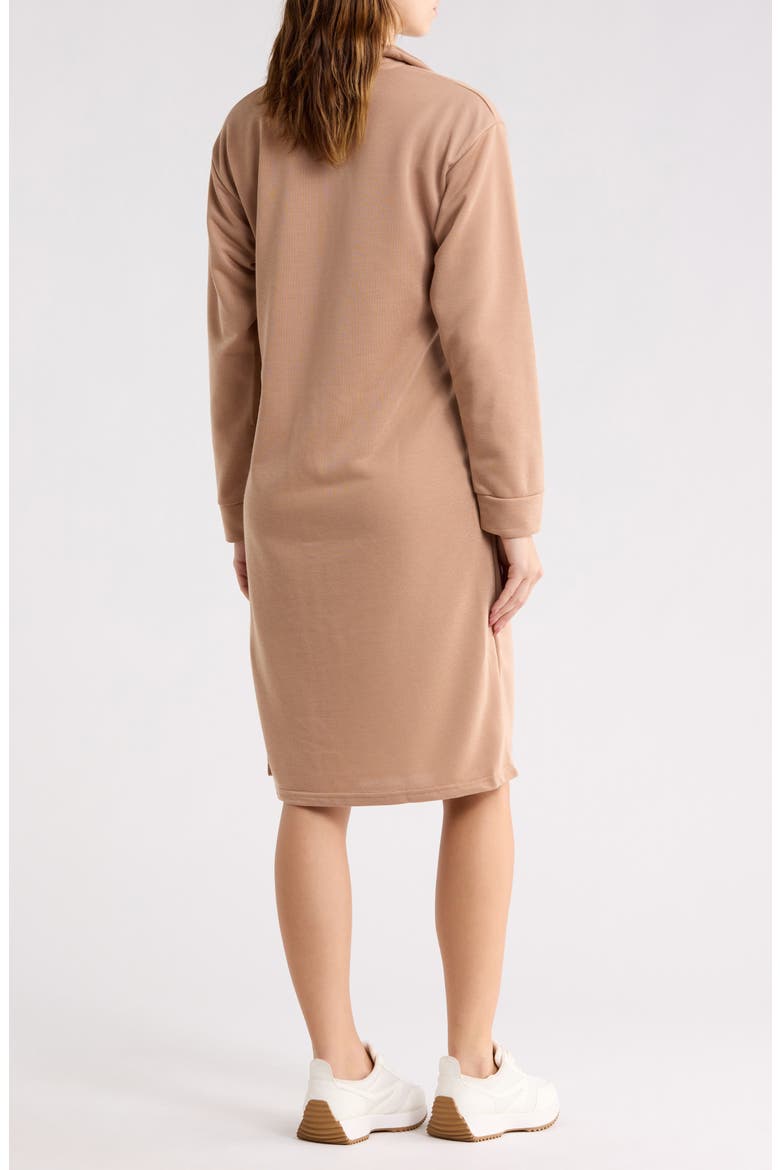French Terry Half Zip Long Sleeve Maxi Dress, Alternate, color, MOCHA