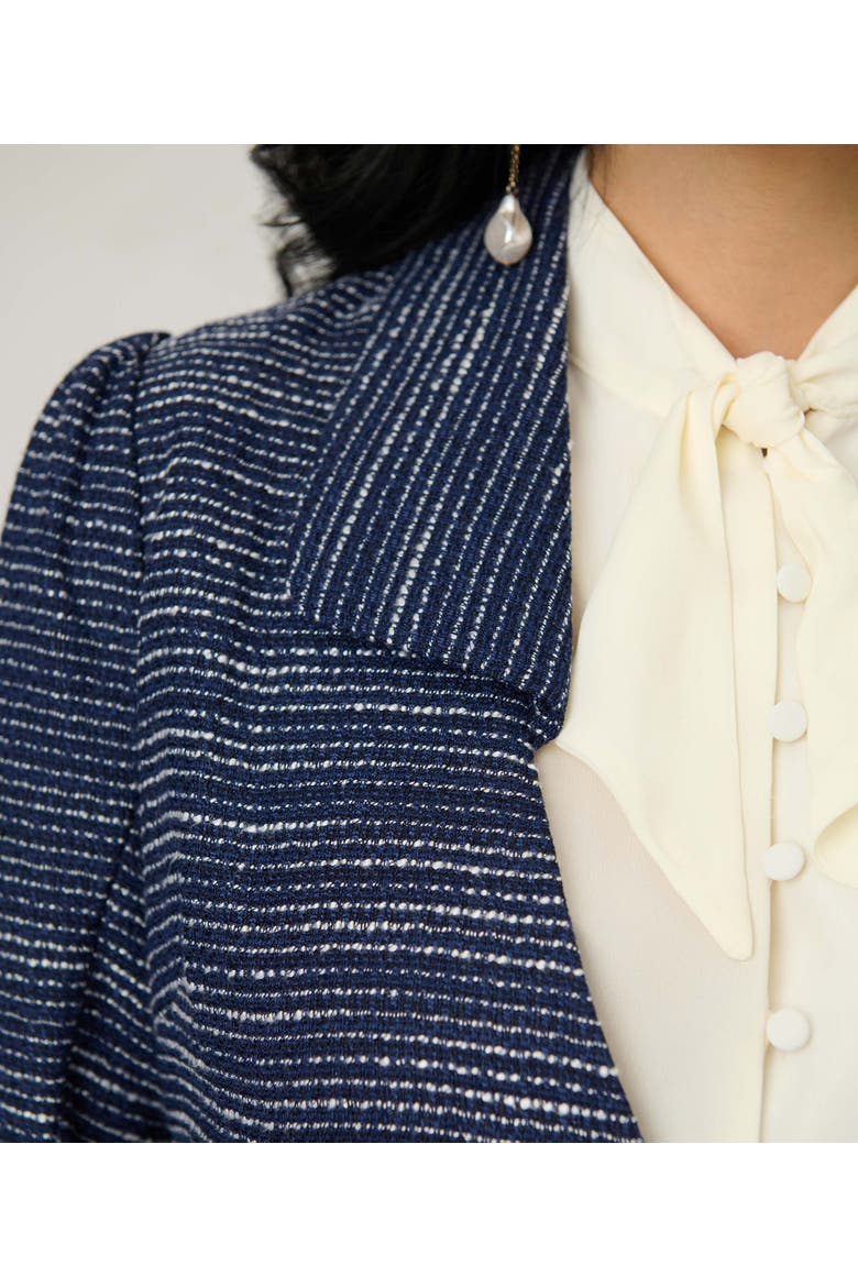 1940s Tweed Belted Jacket, Alternate, color, Navy & White Tweed