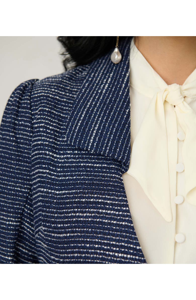 Unique Vintage 1940s Tweed Belted Jacket, Alternate, color, Navy & White Tweed