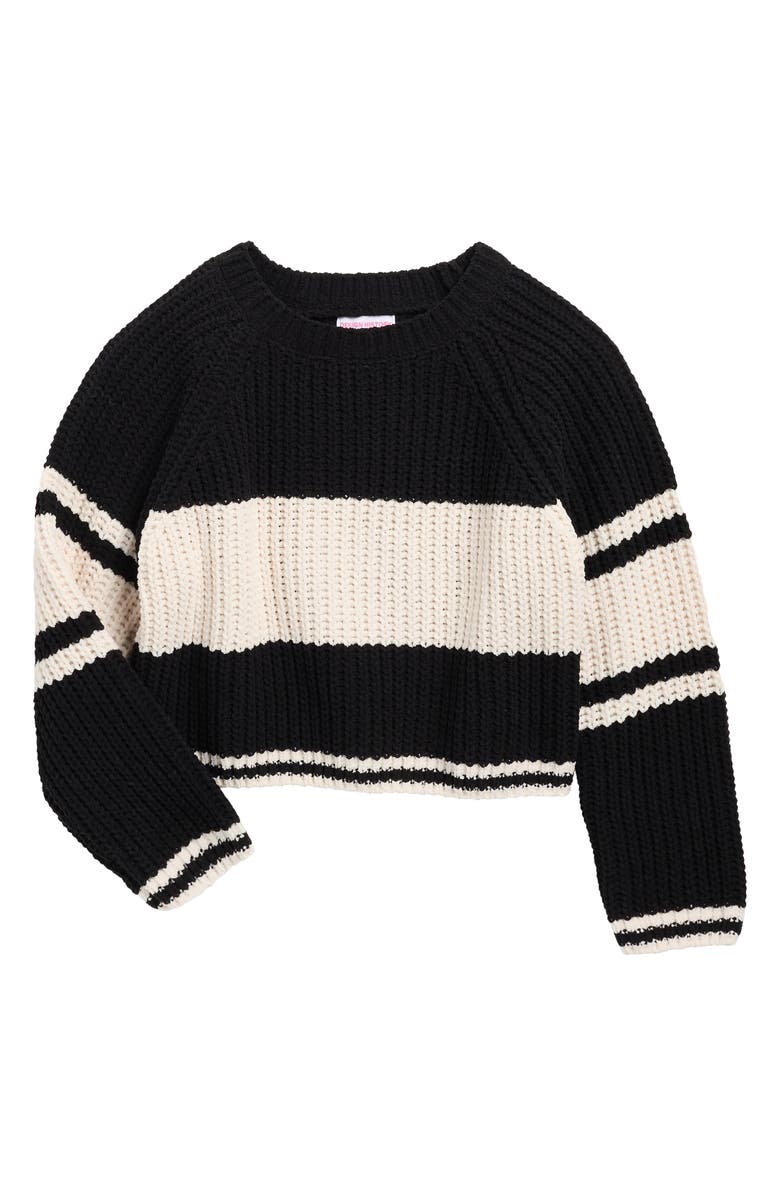 Design History Kids' Colorblock Stripe Sweater, Main, color, Black