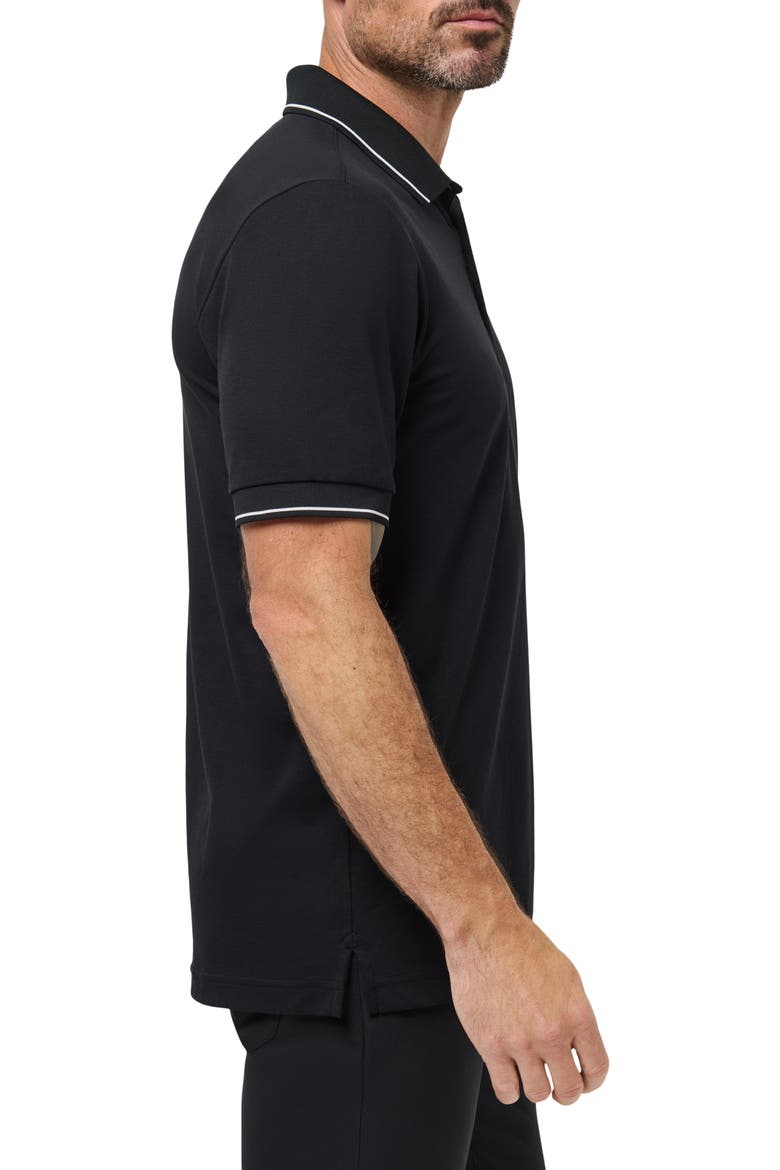 Happier Hour Tipped Cotton Polo, Alternate, color, BLACK