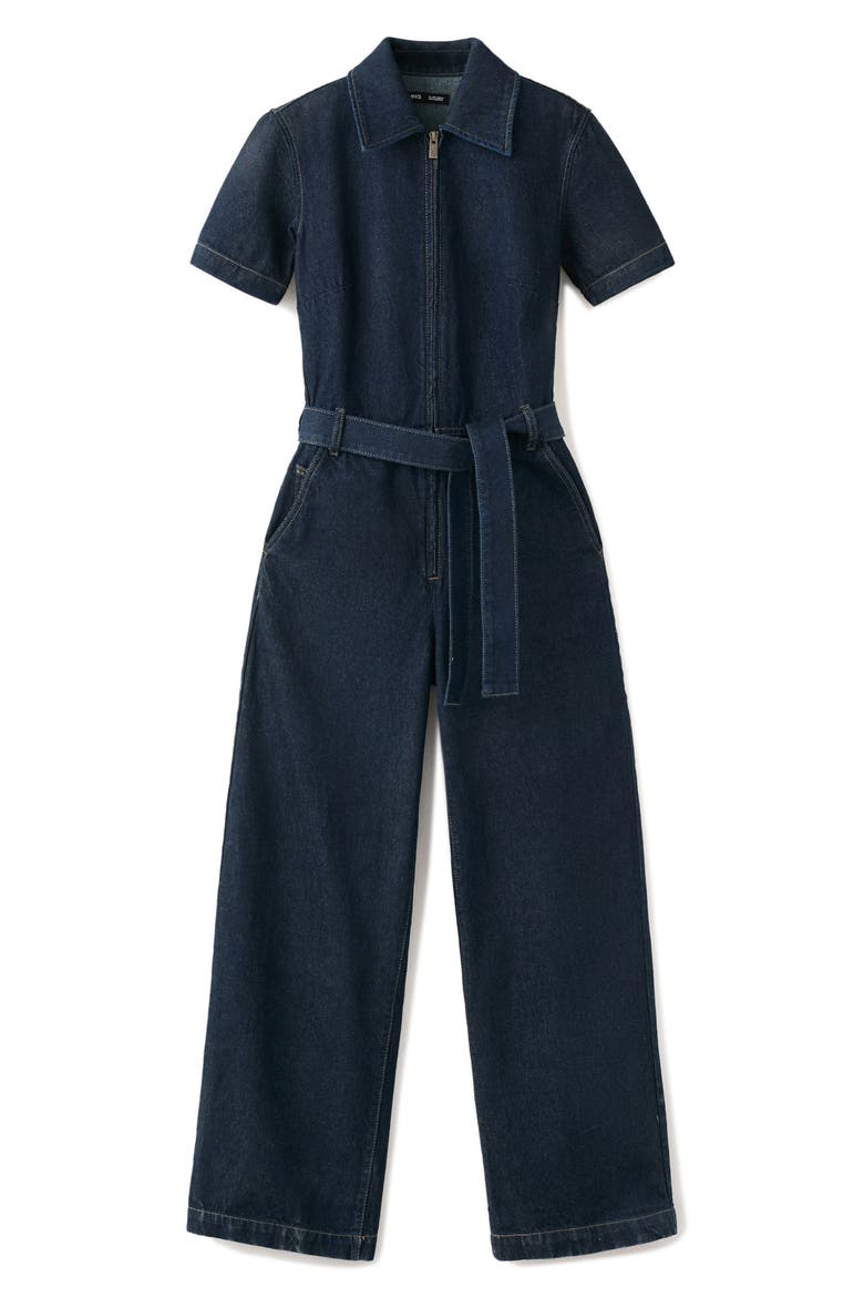 Belted Denim Jumpsuit, Alternate, color, OPEN BLUE