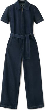 MANGO Belted Denim Jumpsuit