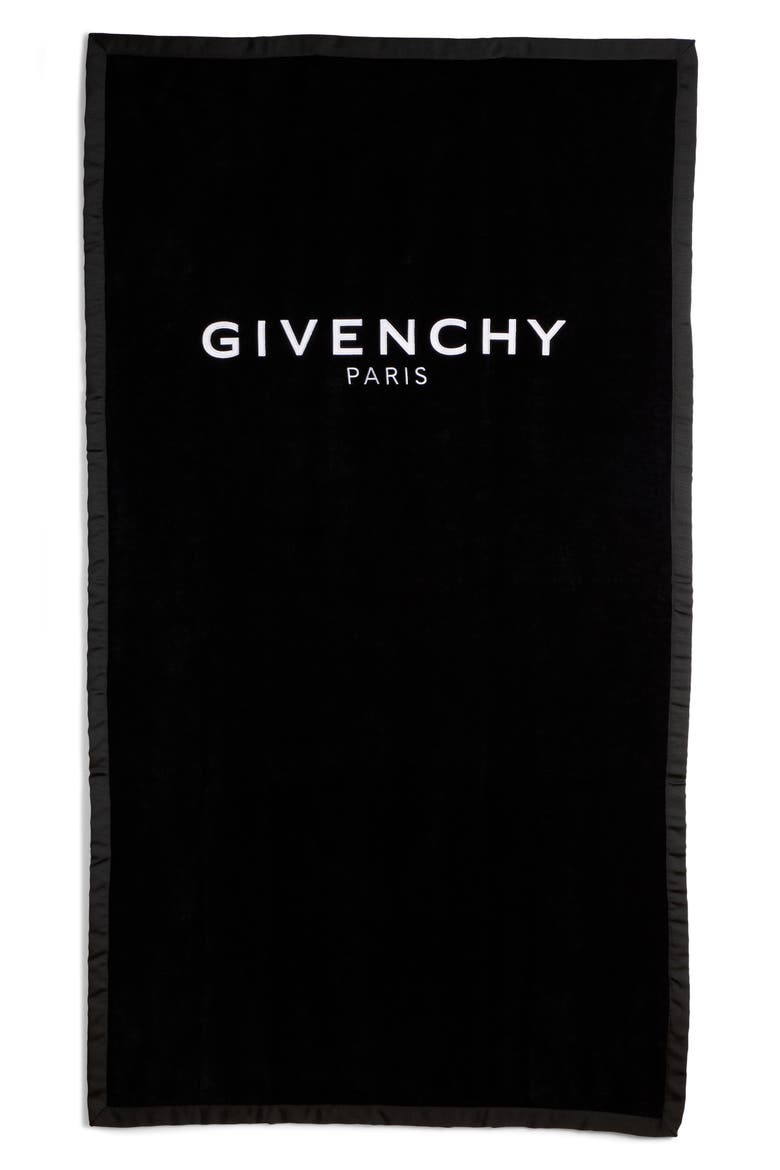 Embroidered Beach Towel, Main, color, BLACK