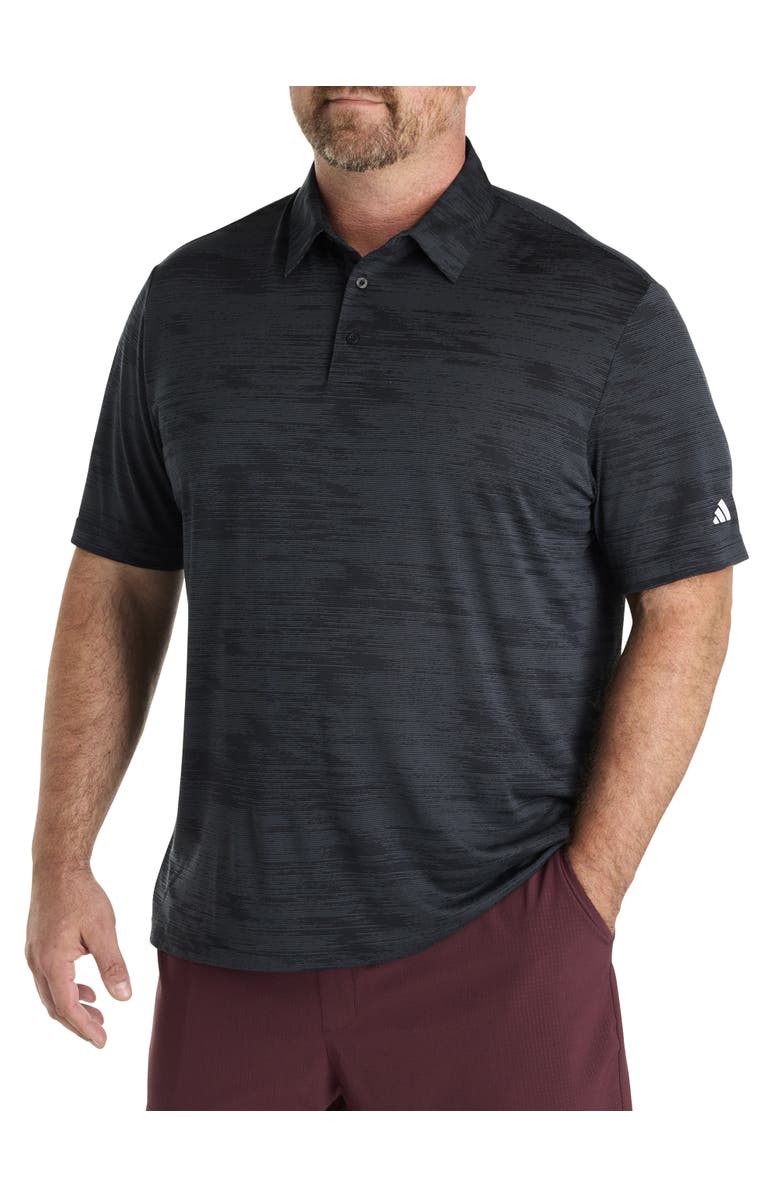 adidas Big & Tall Ultimate Textured Stripe Polo Shirt, Main, color, Black