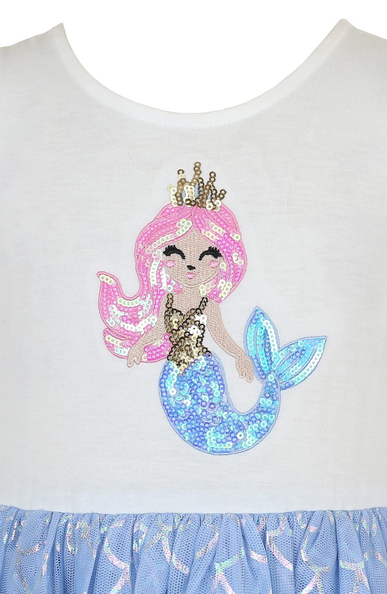 Zunie Kids' Sequin Embellished Mermaid Tutu Dress, Alternate, color, Ivory/ Blue