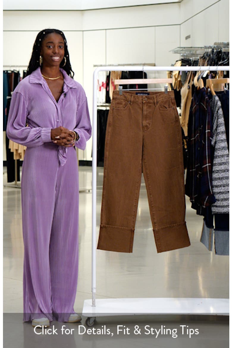 Dylan Cuffed Herringbone High Waist Relaxed Straight Leg Pants video