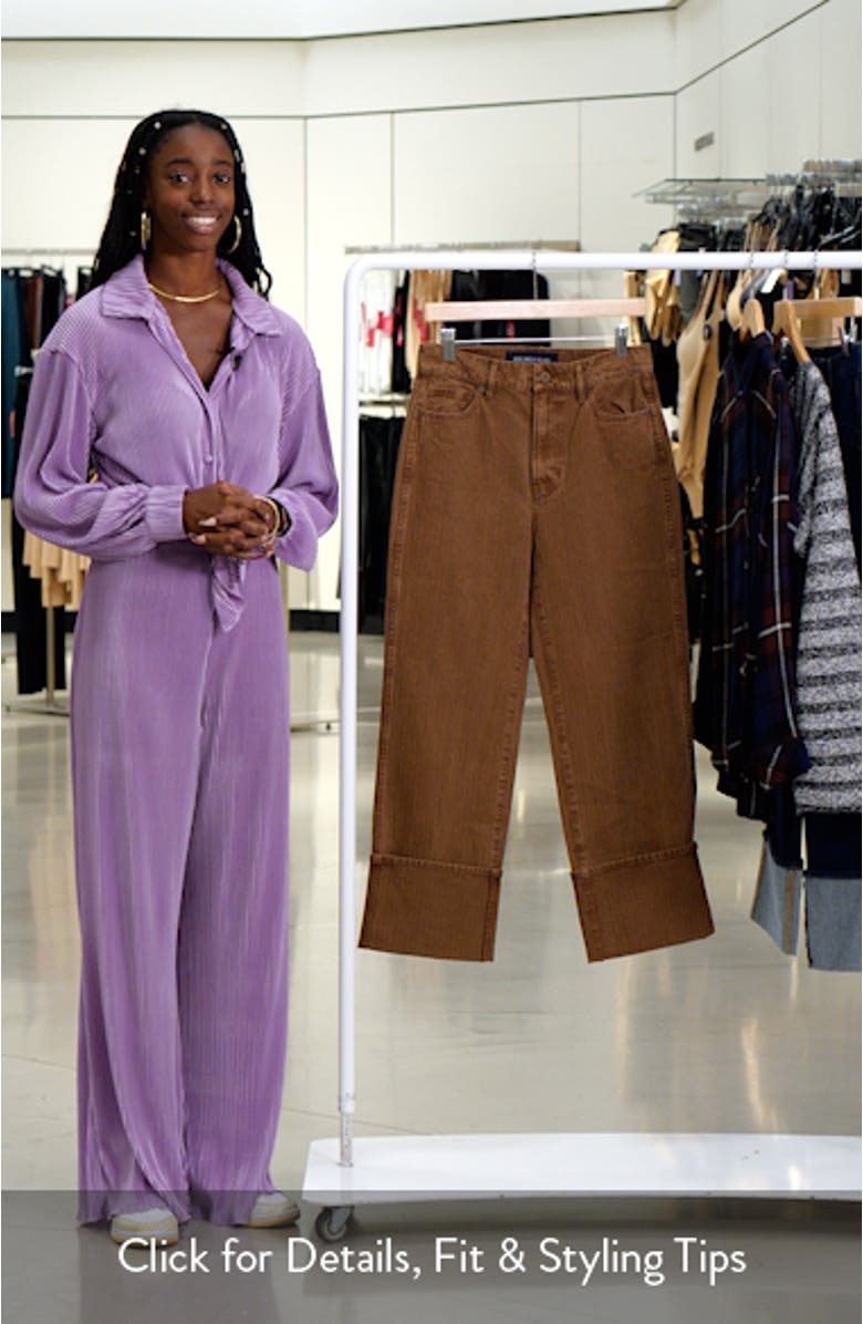 Dylan Cuffed Herringbone High Waist Relaxed Straight Leg Pants, sales video thumbnail