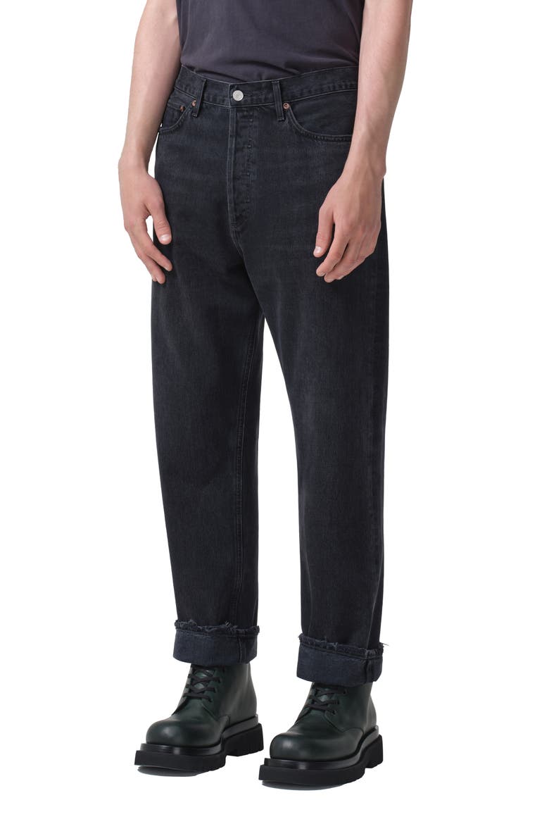 '90s Organic Cotton Straight Leg Baggy Jeans, Alternate, color, TAR (WASHED BLACK)