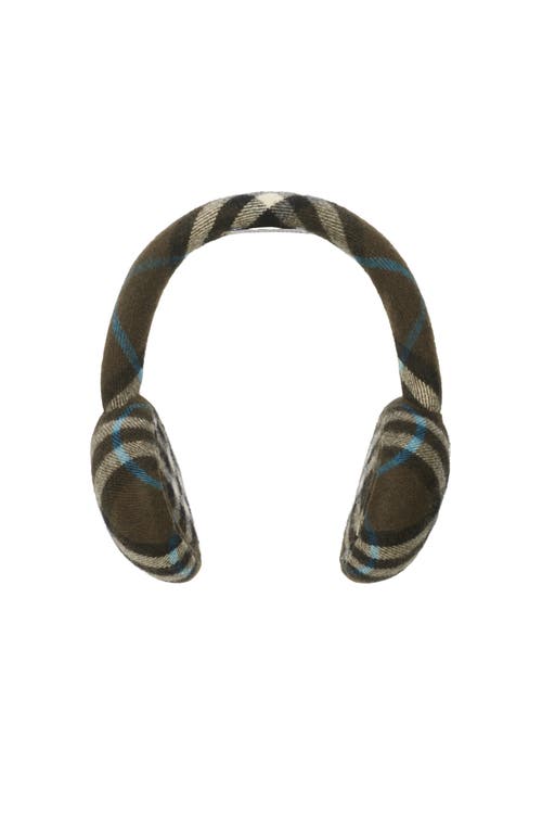 Shop Burberry Check Wool Earmuffs In Snug