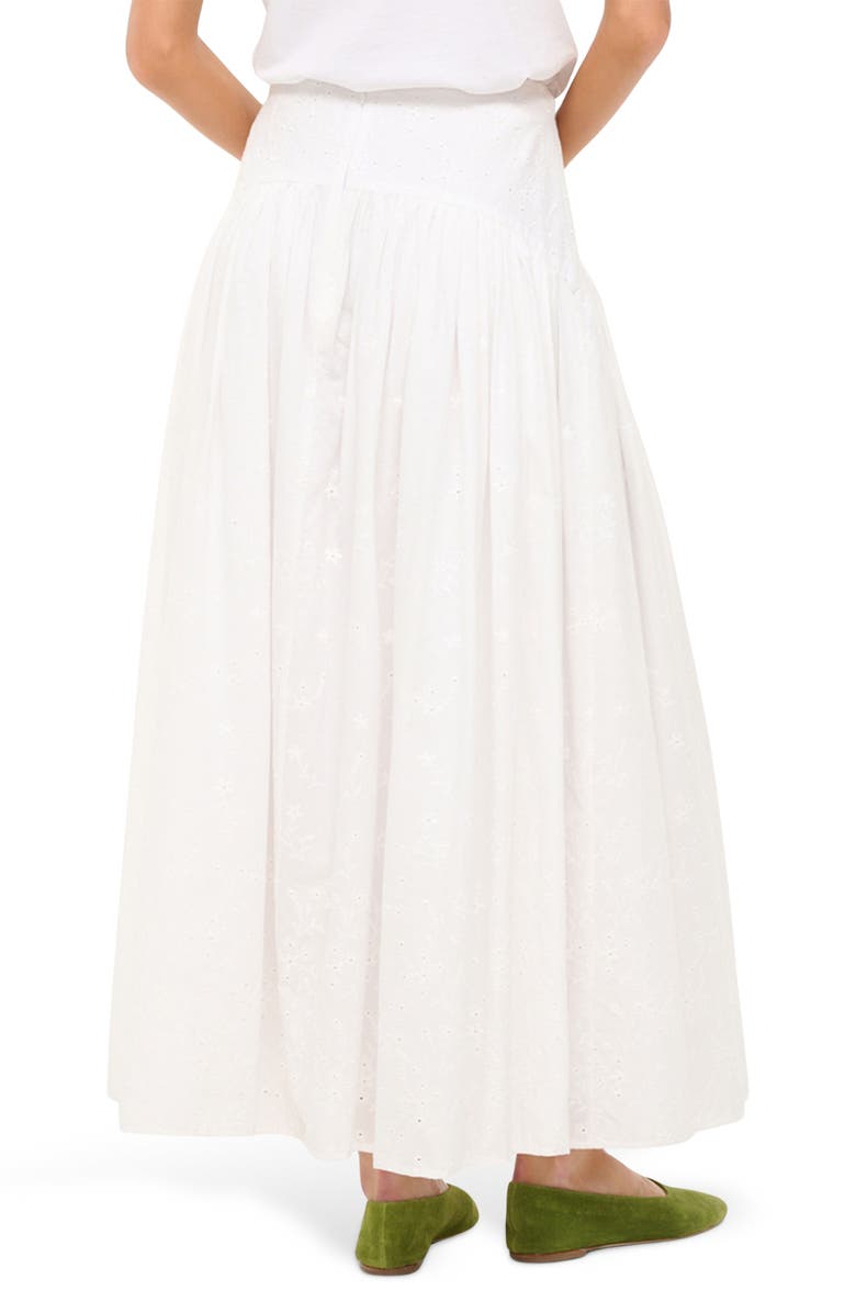 STAUD Procida Eyelet Cotton Maxi Skirt, Alternate, color, White Eyelet