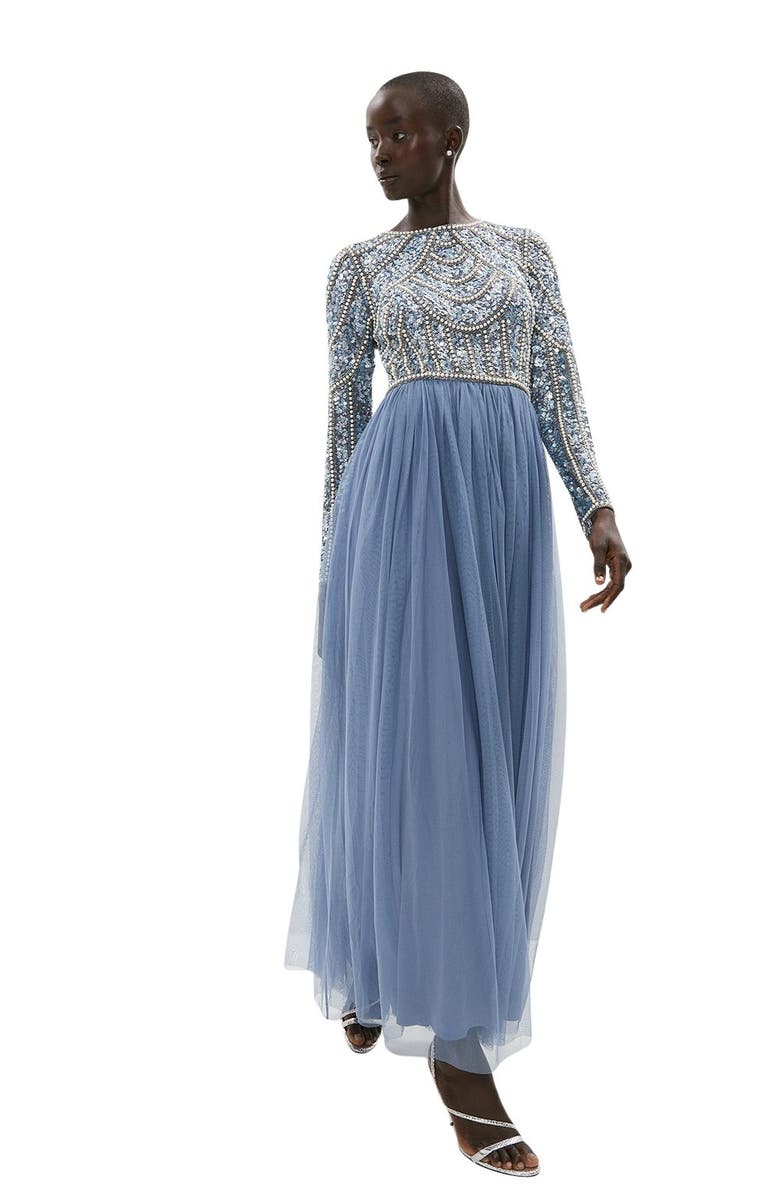 Coast Tulle Skirt Maxi Bridesmaid Dress, Alternate, color, Dusty Blue