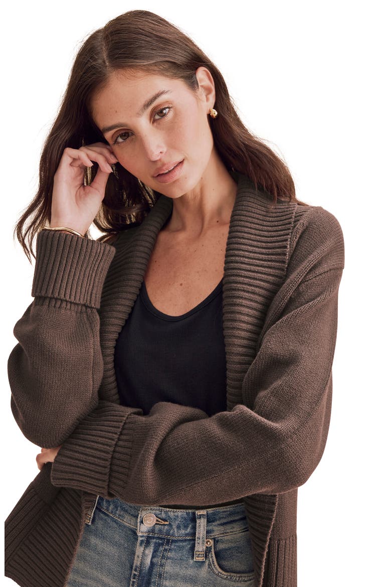Aria Open Cardigan, Alternate, color, JAVA BROWN
