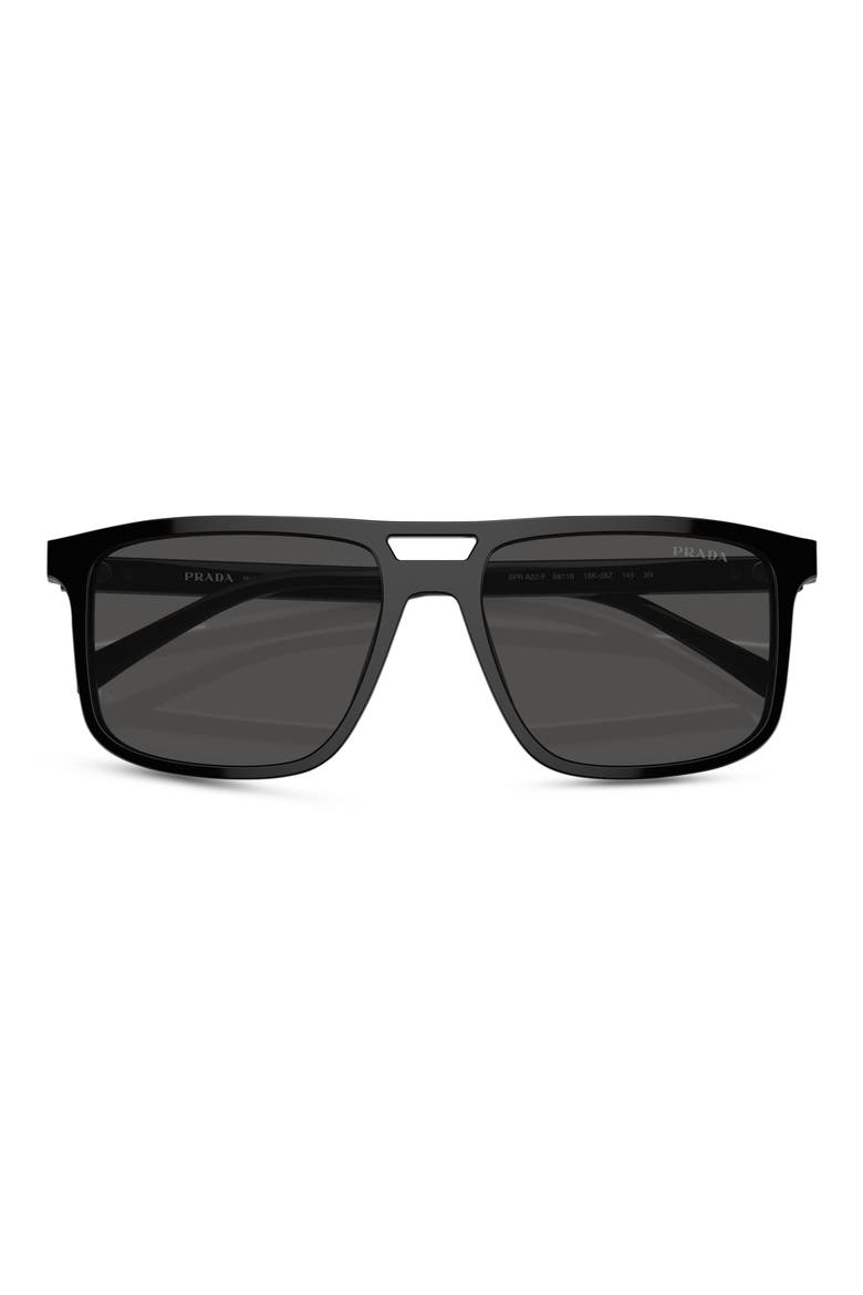 58mm Rectangular Sunglasses, Main, color, BLACK/ GREY