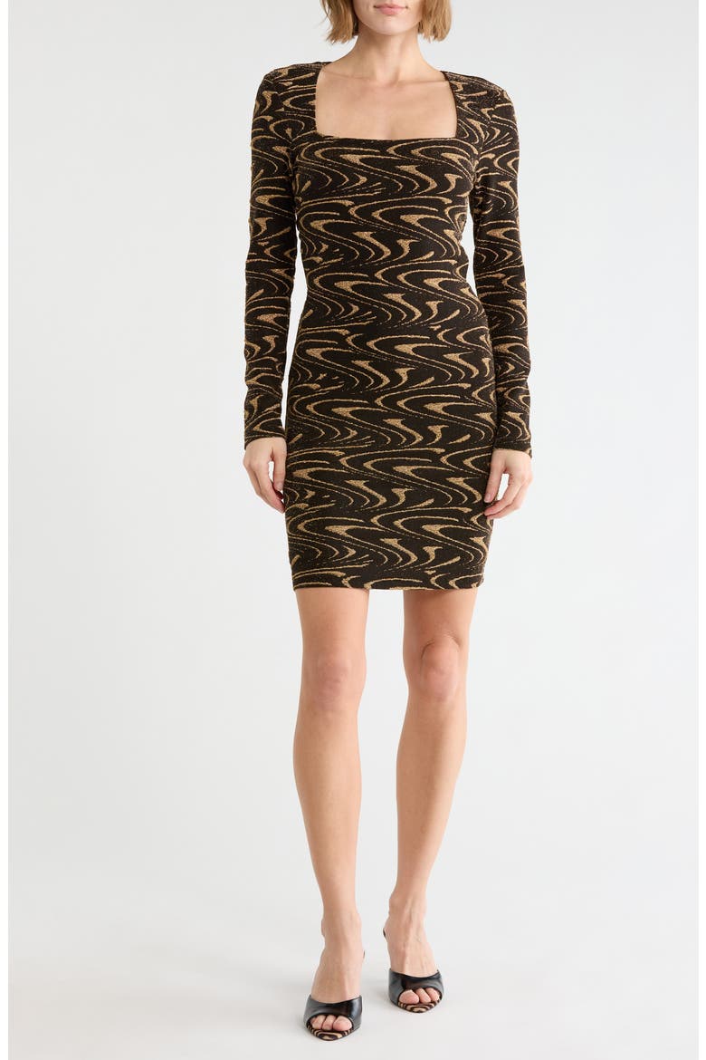 Metallic Trapezoid Neck Minidress, Main, color, GOLD BLACK