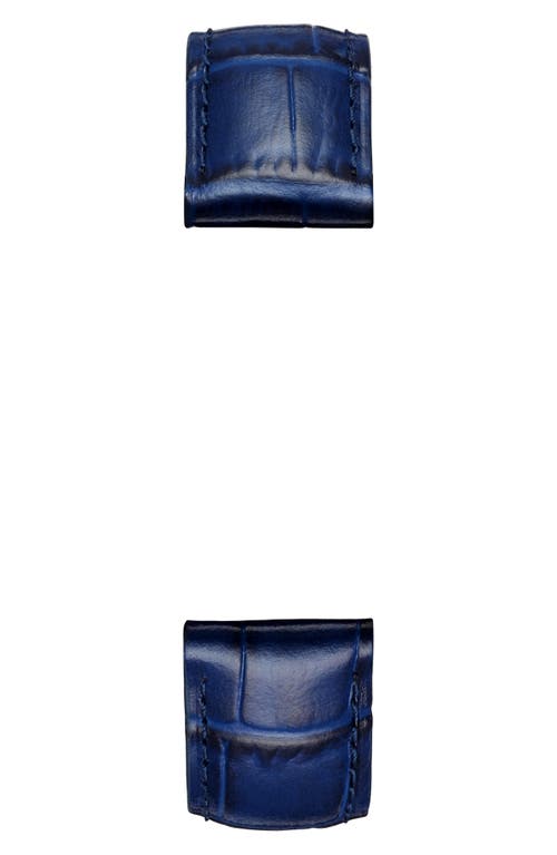 Michele 18mm Croc Embossed Watch Strap In Navy