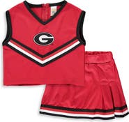 LITTLE KING Girls Youth Red Georgia Bulldogs Two-Piece Cheer Set