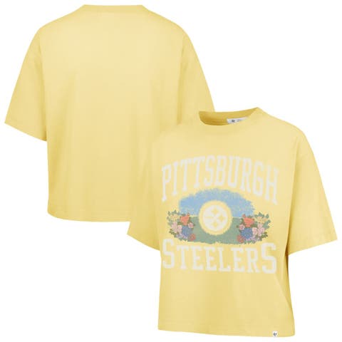 Women's '47  Yellow Pittsburgh Steelers Florentina Montauk Cropped T-Shirt