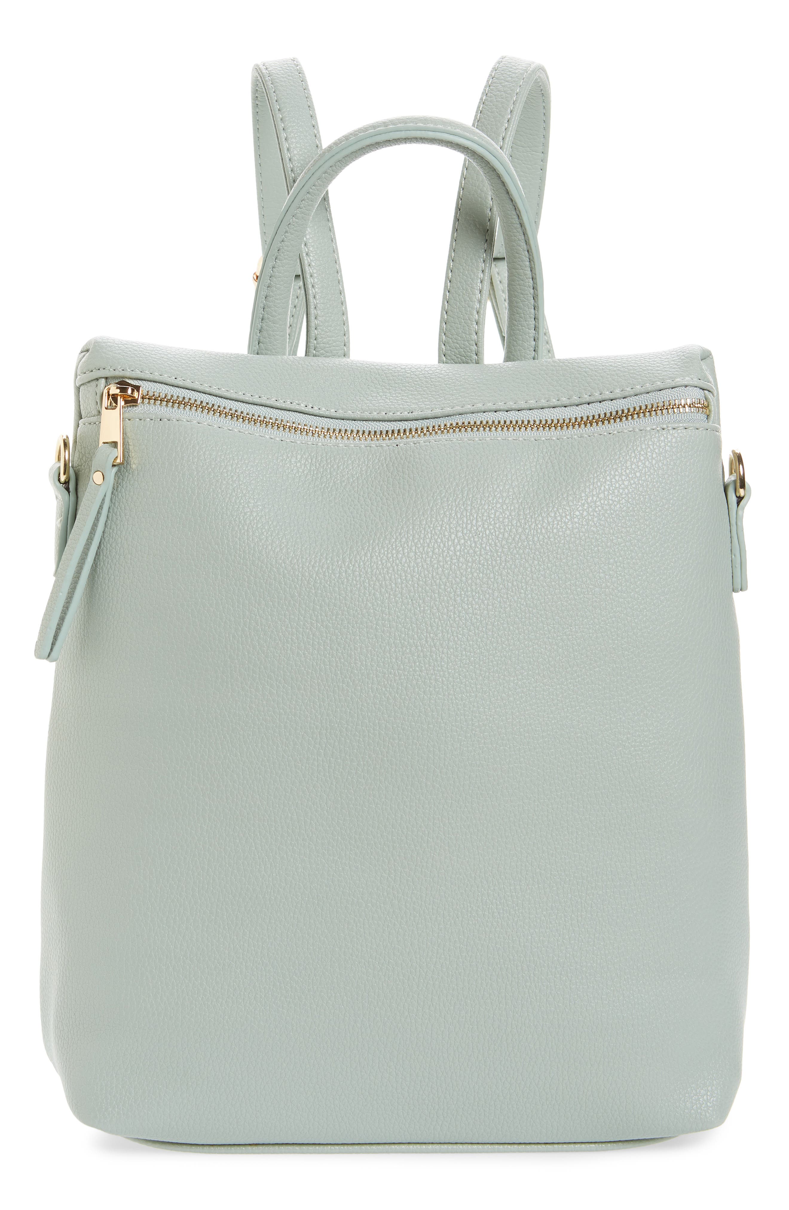 Square Faux Leather Backpack, Main, color, BLUE DRIFT