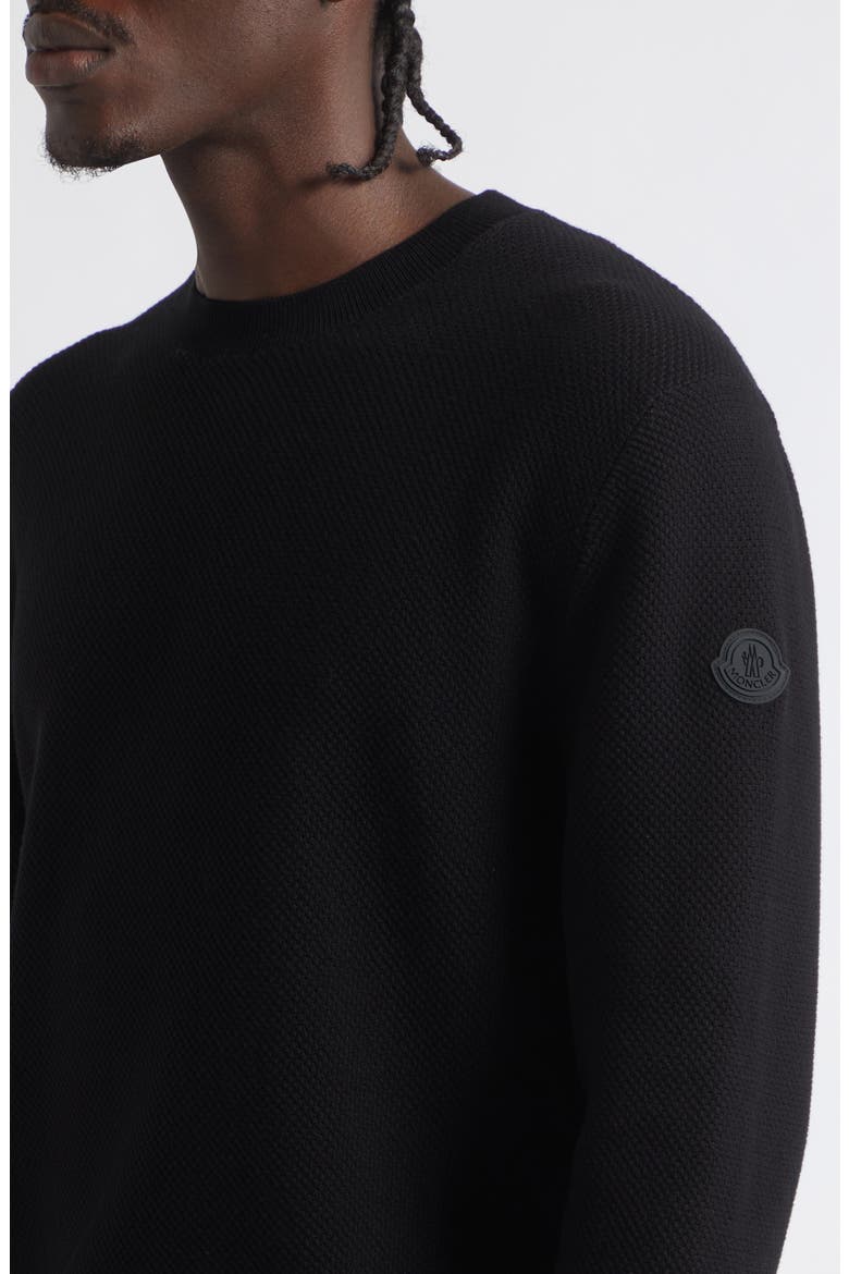 Cotton Crewneck Sweater, Alternate, color, BLACK