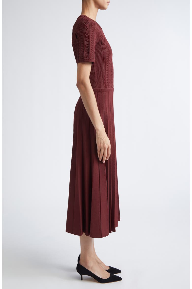 Cable Stitched Knit Midi Dress, Alternate, color, MEDJOOL