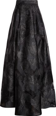 ST. JOHN Metallic Floral Jacquard Organza Skirt