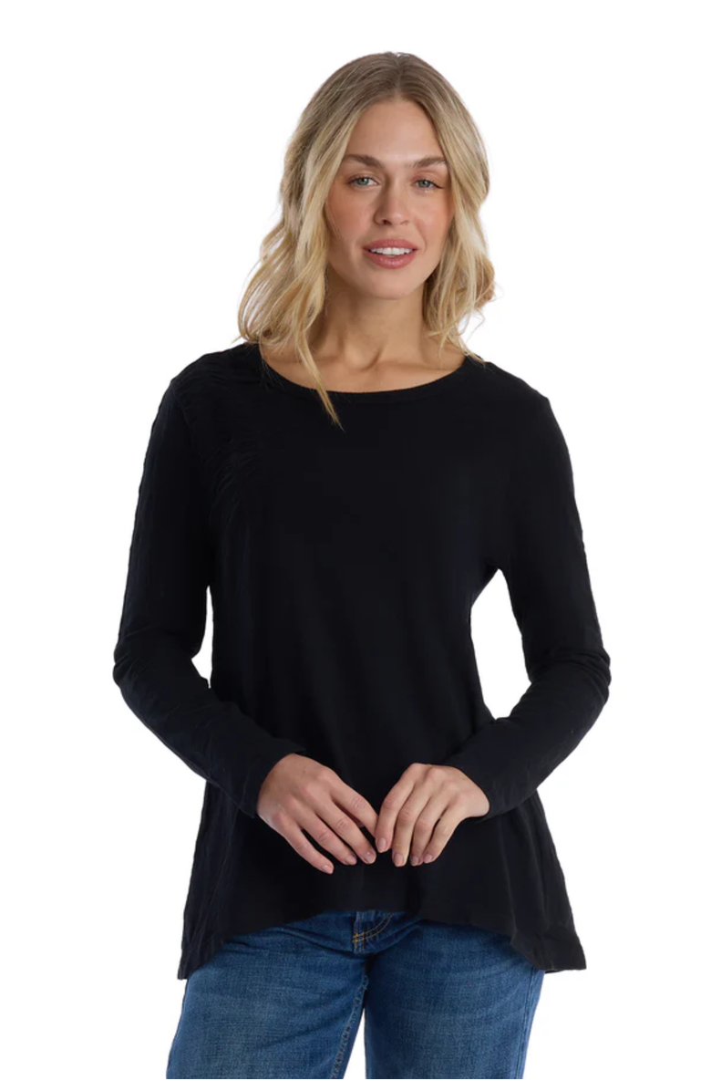 WILT Clothing Wide Neck Long Sleeve Tee, Main, color, Black