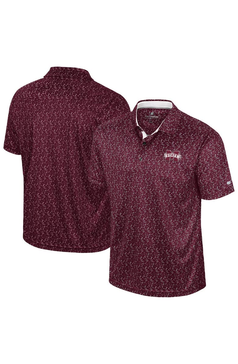 COLOSSEUM Men's Colosseum Maroon Mississippi State Bulldogs Sublimated Golf Polo, Main, color, 