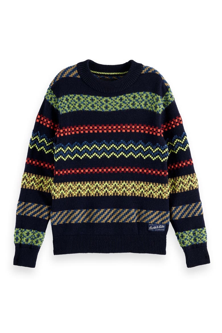 Kids' Relaxed Fit Jacquard Sweater, Main, color, FAIR ISLE ANTHRACITE