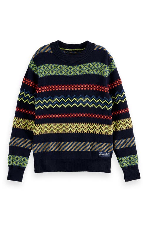 Scotch & Soda Kids' Relaxed Fit Jacquard Sweater In Multi