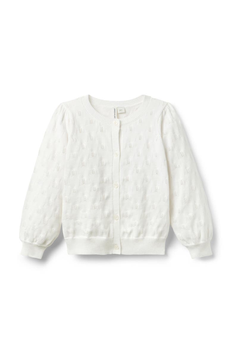 Janie and Jack The Pointelle Cardigan, Main, color, White