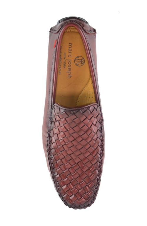 Marc Joseph New York Spring Street Woven Leather Driving Loafer In Wine Basket Napa