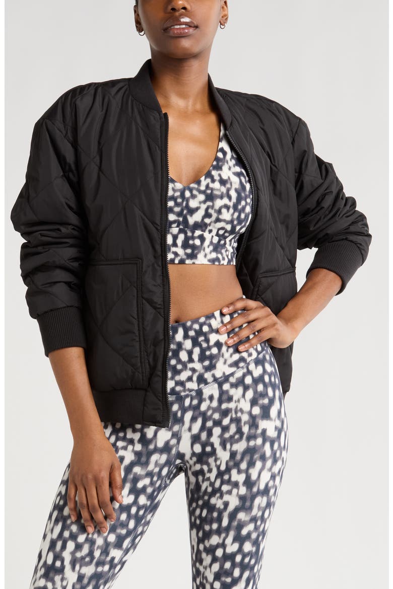 Quilted Aviator Jacket, Main, color, BLACK