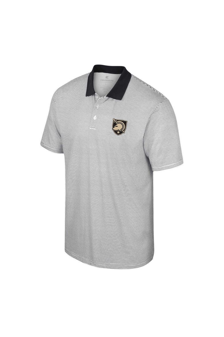 Men's Colosseum White/Black Army Black Knights Print Stripe Polo, Alternate, color, White