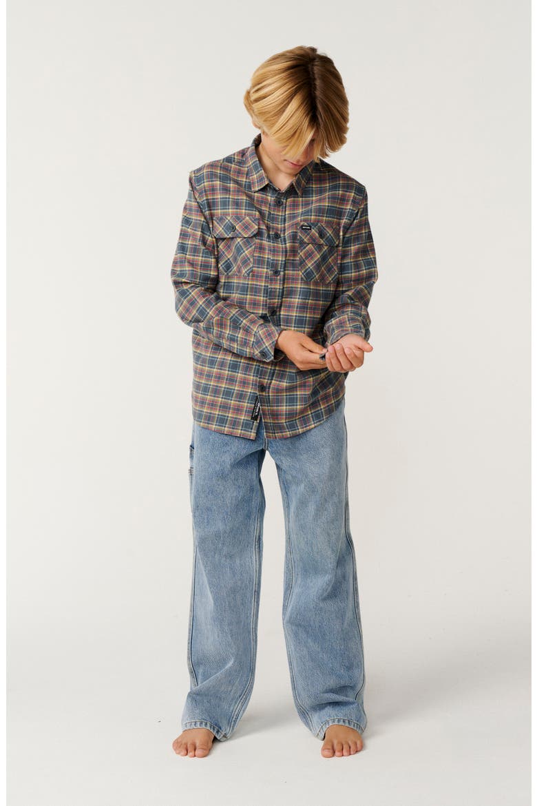 Kids' Checked In Flannel Shirt, Alternate, color, PINE NIGHT