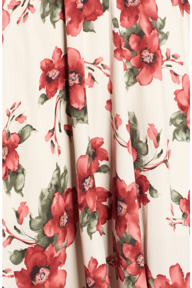 Cold Shoulder Midi Dress, Alternate, color, RED FLORAL