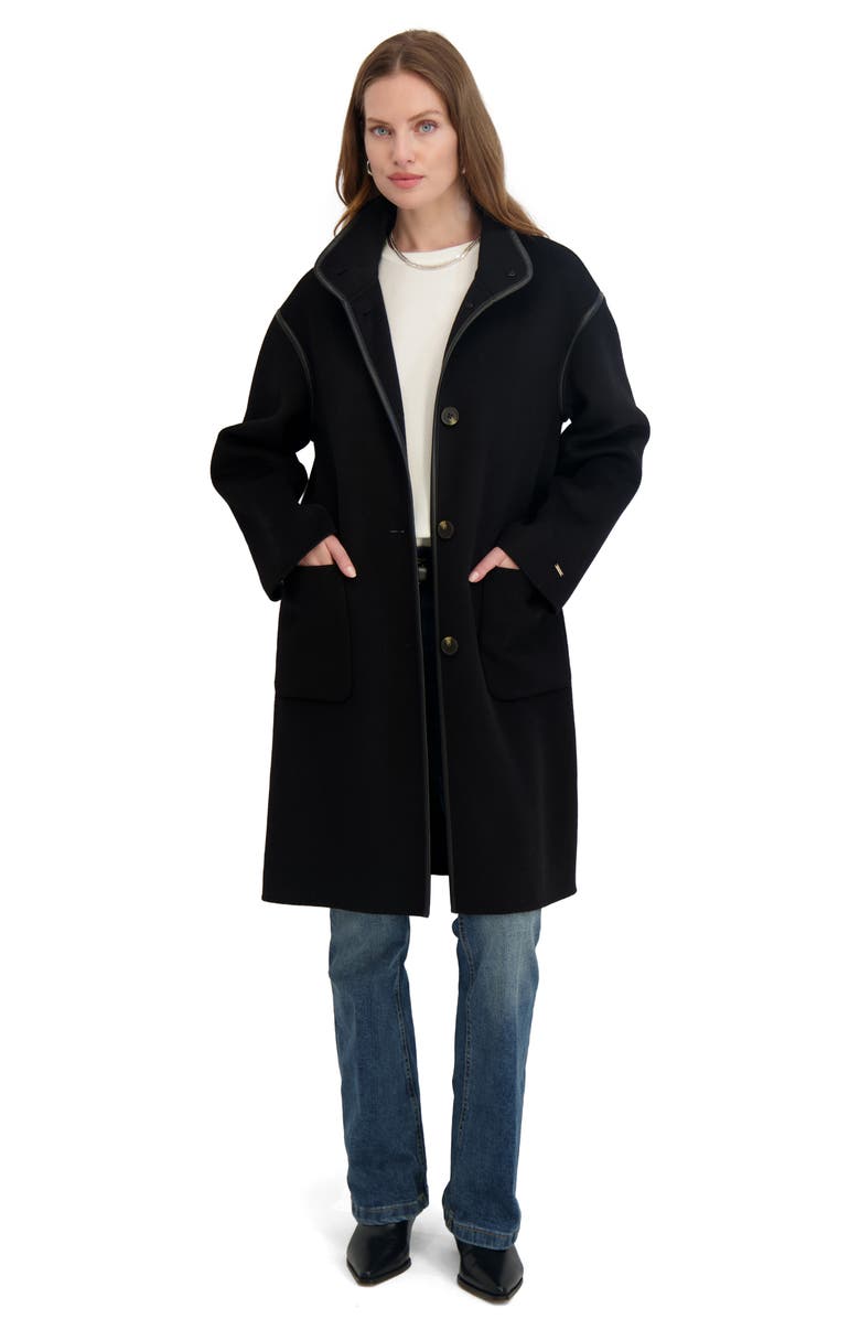 Tahari Sydney Wool Blend Longline Coat, Alternate, color, Black