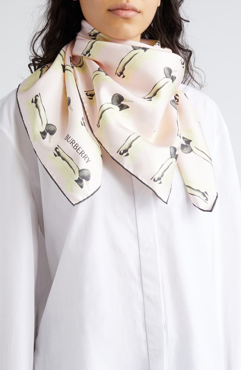 Burberry Duck Print Silk Square Scarf, Alternate, color,