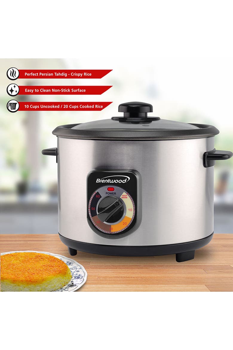 10-Cup Stainless Steel Crunchy Persian Rice Cooker, Alternate, color, Silver