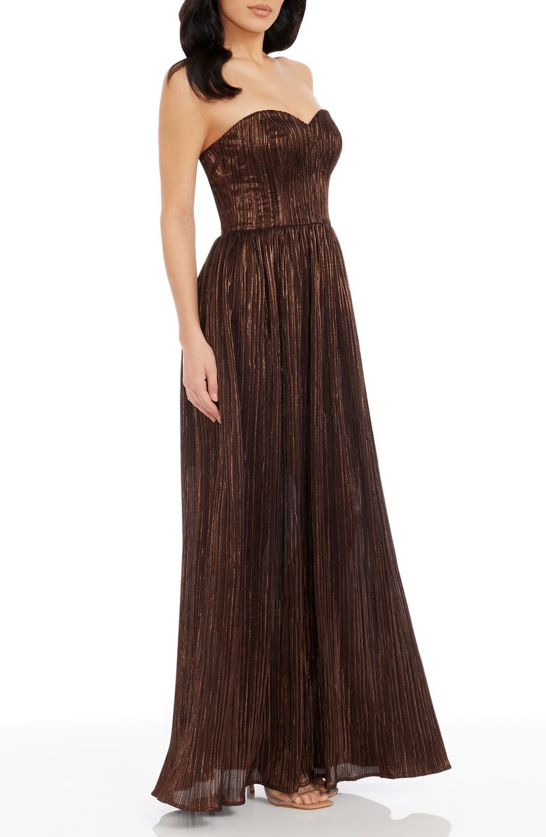 Dress the Population Audrina Strapless Gown, Alternate, color, Mocha