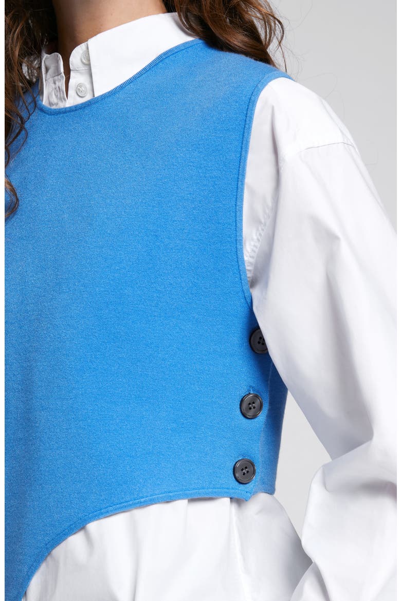 Asymmetric Side Button Sweater Vest, Alternate, color, BLUE