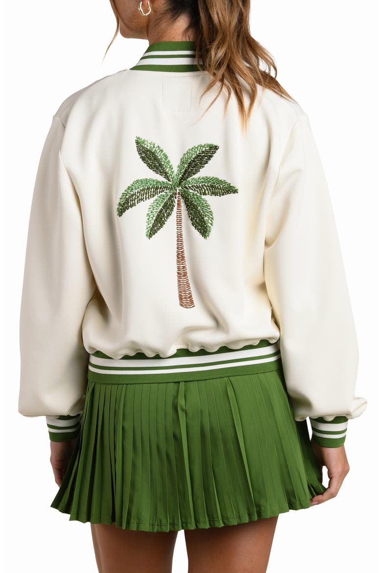 Palm Embroidered Bomber Jacket, Alternate, color, CHALK