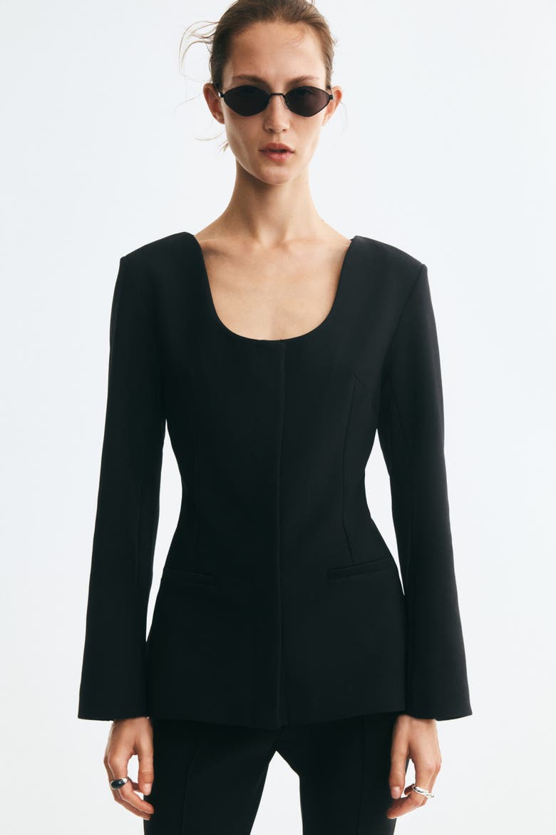 Scoop-neck Jersey Jacket, Alternate, color, Black