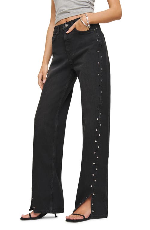 Shop Reformation Cary Studded High Waist Slouchy Wide Leg Jeans In Vana Studded