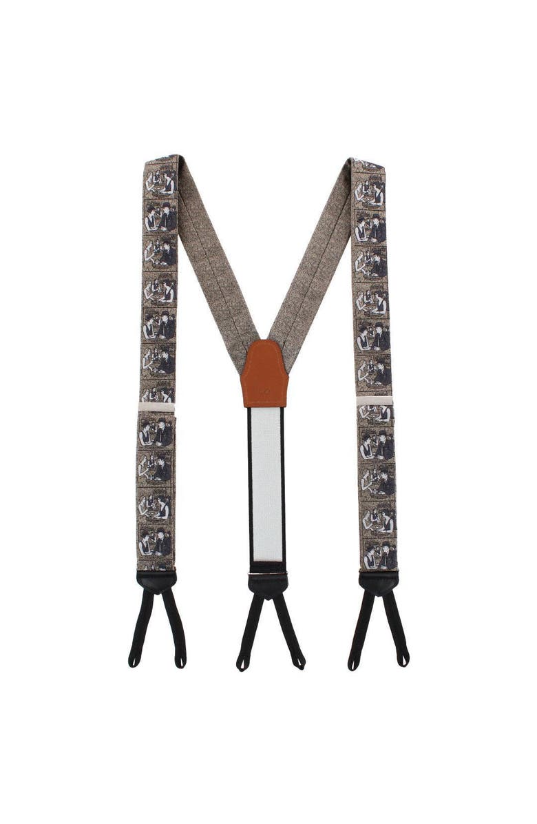 Trafalgar The Nightcap Novelty Silk Formal End Suspenders, Alternate, color, Taupe